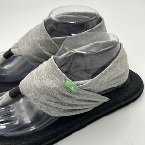 Sanuk Yoga Mat Sling Sandals‎ Gray Black Thong Size 9 Summer Comfy Lounge Shoes